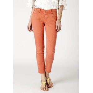 Ag Stevie Ankle Slim Straight Pink Polka Dot Jean